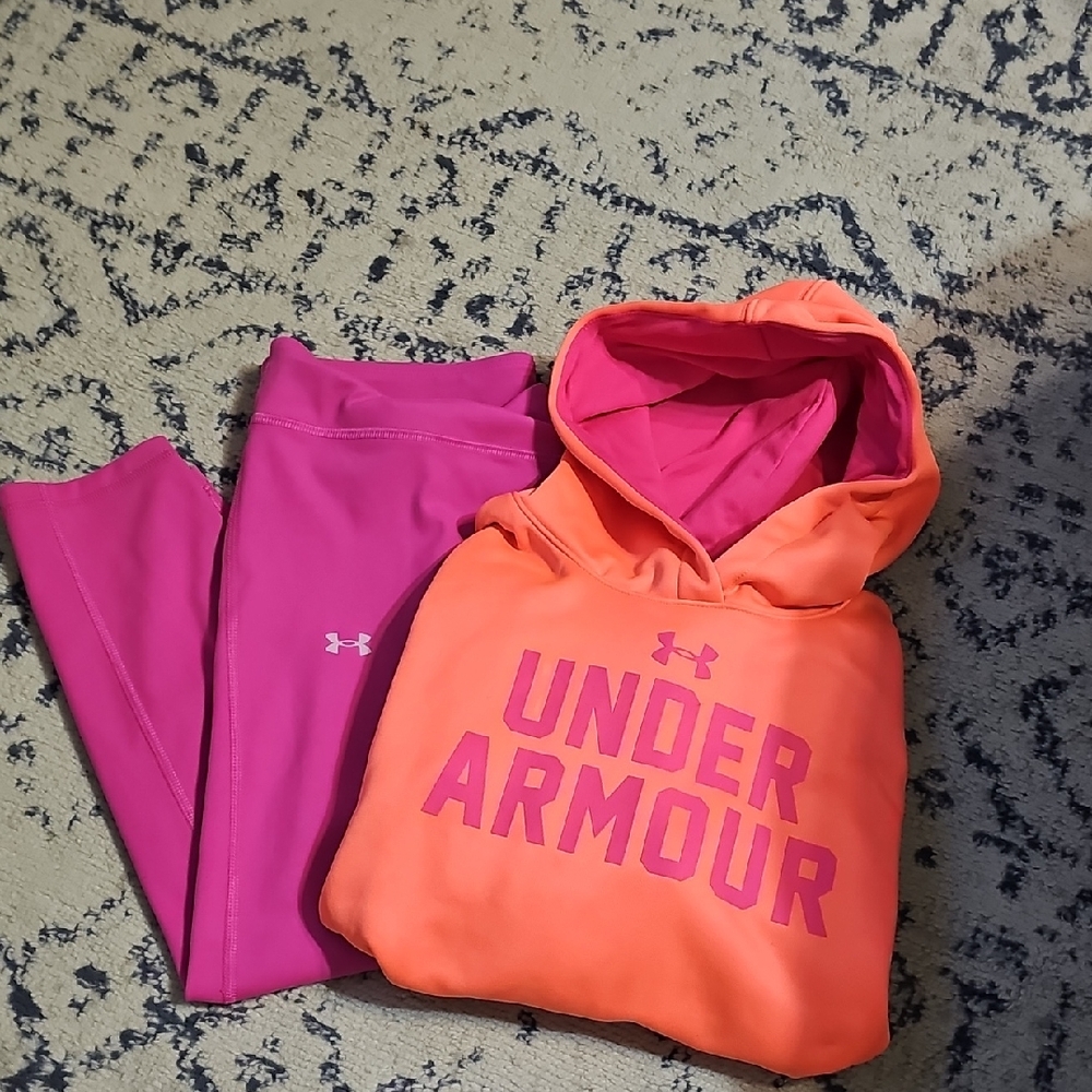 Under Armour Girls Bright Pink and Orange Activewear Set